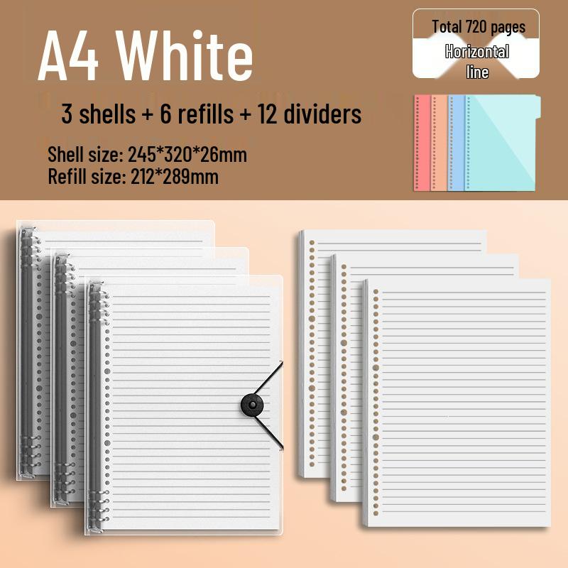 Comfortable B5 Loose-Leaf Notebook: Lined, Removable Binder, Simple Ins Style, Aesthetic Design, Ideal for Exams and High School Students.