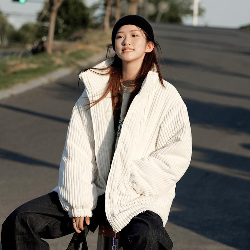 2025 Style décontracté veste en velours côtelé pour couple à la mode ample et polyvalente veste en coton hiver plus coton épaissi vêtements chauds en coton