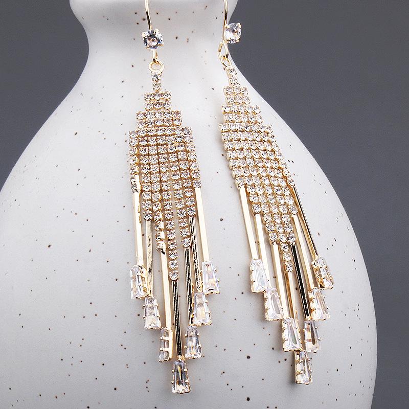 2024 Trendy Crystal Zircon Tassel Earrings for Versatile Style
