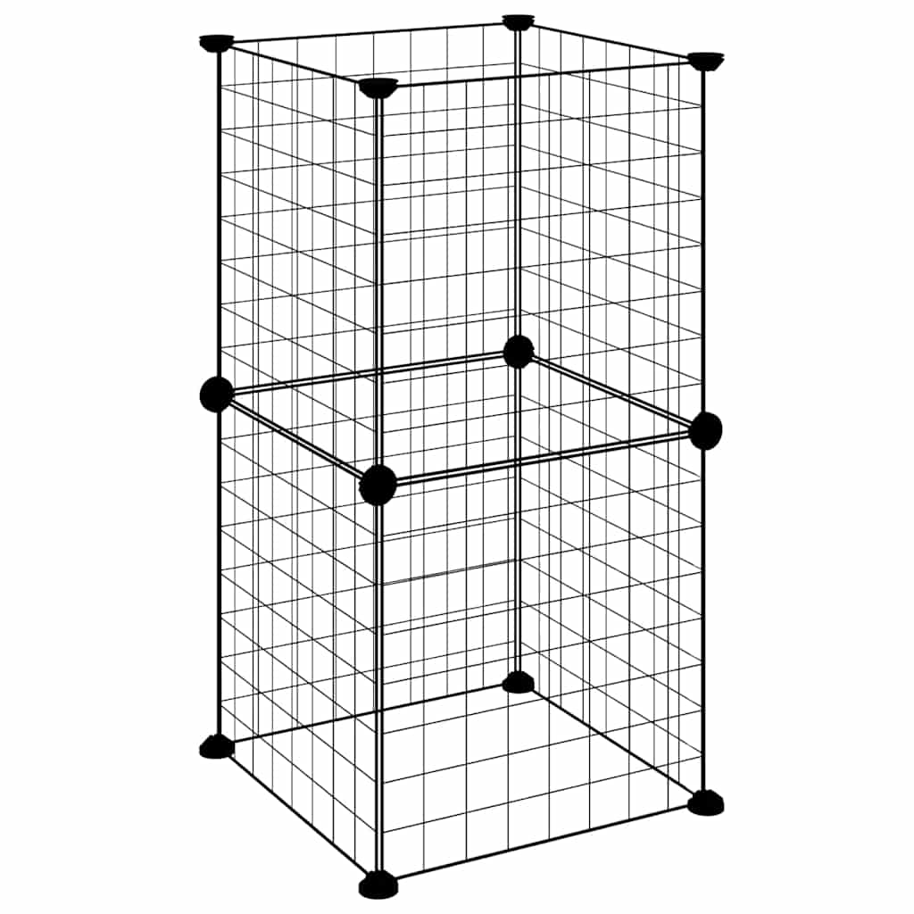 8 Piece Pet Cage Black 35 X 35 Cm Steel