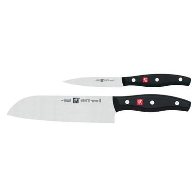 Kitchen Knives - ZWILLING - Set of 2 - 1 Utility and 1 Santoku - FRIODUR Steel - Black Synthetic Handle