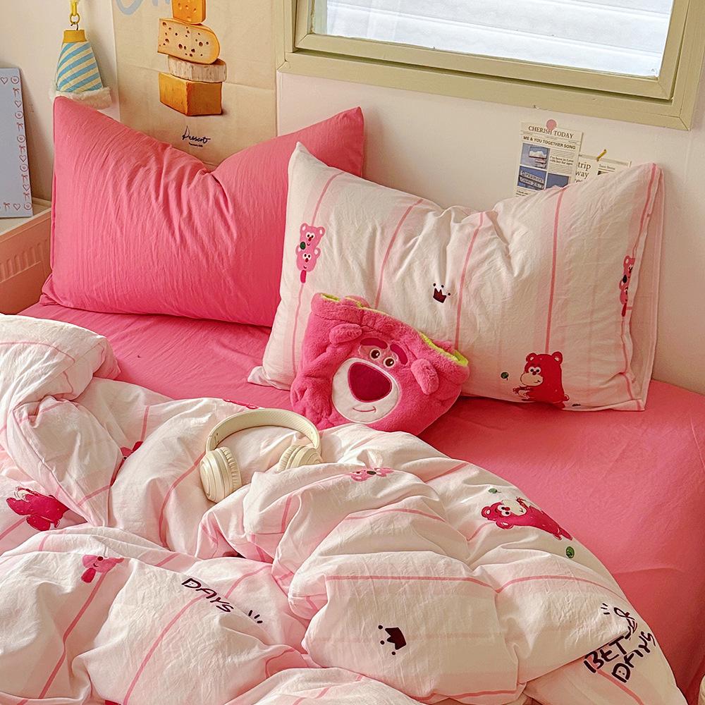 Cartoon Washed Cotton Pillowcases - Adult Spring Pair 48x74cm