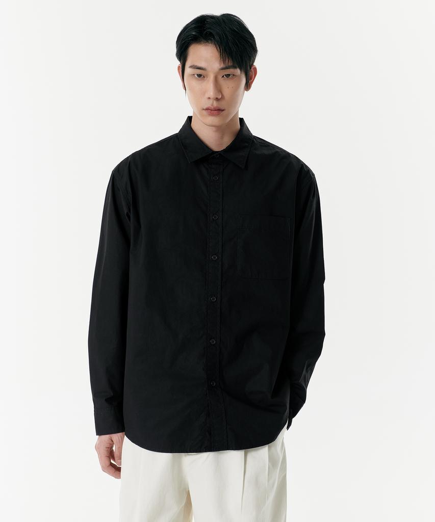 MUSINSA STANDARD Relaxed Washed Poplin Shirt [Black]