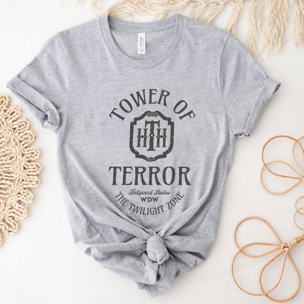 Vintage Tower of Terror T Shirt Tower Hotel Tshirt Studios Retro Shirt WDW Shirts Women Fashion Summer Causal Short Sleeved Top S