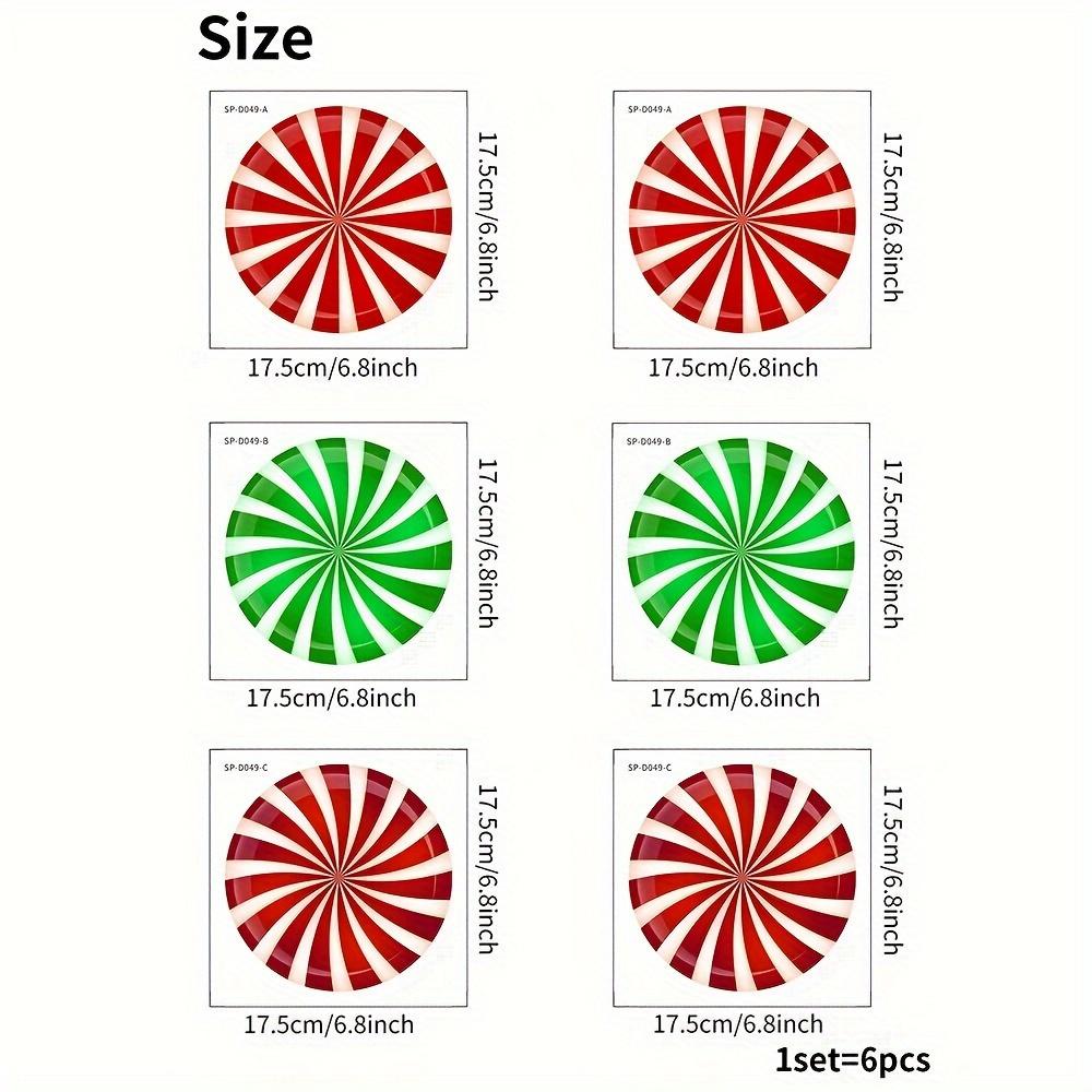 6pcs Christmas Floor Stickers Colorful Candy Pattern Festive Home Windows PVC Decals Xmas Decor Living Room Bedroom Wall Sticker