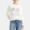 Levis Crew Neck Pullover Logo Embroidery Print Long Sleeve Sweatshirt Women Sweatshirt White A7288-0012