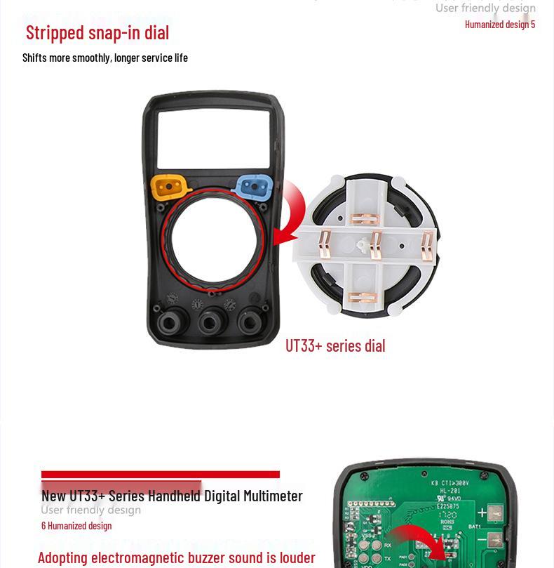 UNI-T UT33 Series Digital Multimeter: Enhanced Autoranging with Backlight and Burnout Protection.