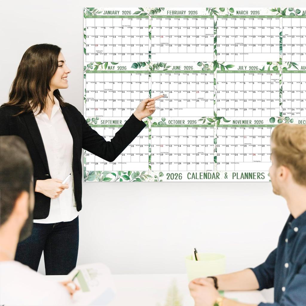 2026 2027 Yearly Wall Calendar Dry Erase Calendar for Wall 32" X 48" Large Erasable Monthly Wall Calendar Wet & Dry Erase Yearly Planner, Jan. 2026 -