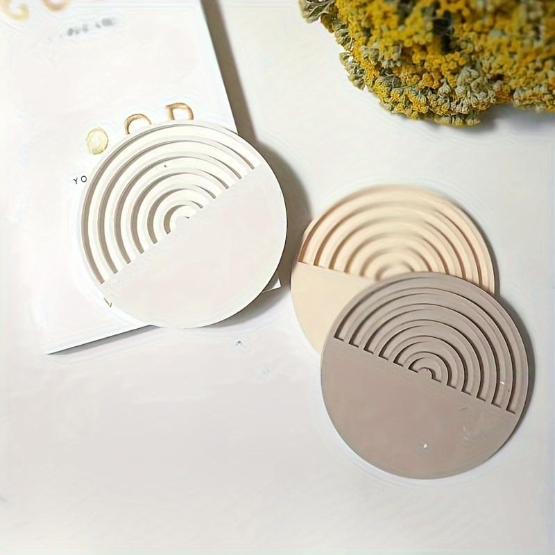 1pc Round Geometric Stripe Coaster Silicone Mold - Casting Molds for DIY Coaster Making, Clay Crafts, Jewelry Tray