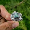 925 Sterling Silver Tibetan Turquoise Stone Mother Bezel Trendy Stackable Ring