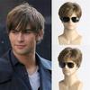 Synthetic Short Brown Wigs for Men Natural Straight Hair Breathable Adjustable Daily Man Wig with Bangs Cosplay Party Male Wig