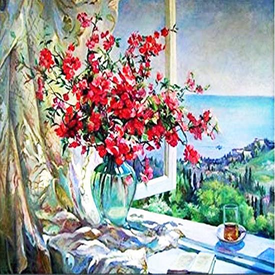 RUOPOTY Painting By Number Flower Drawing Canvas Acrylic Handpainted Pictures By Number Wall Art For Adults Home Decoration