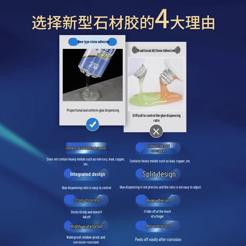 Stone Adhesive for Marble, Porcelain Tiles, Sinks, and Glass Aquariums