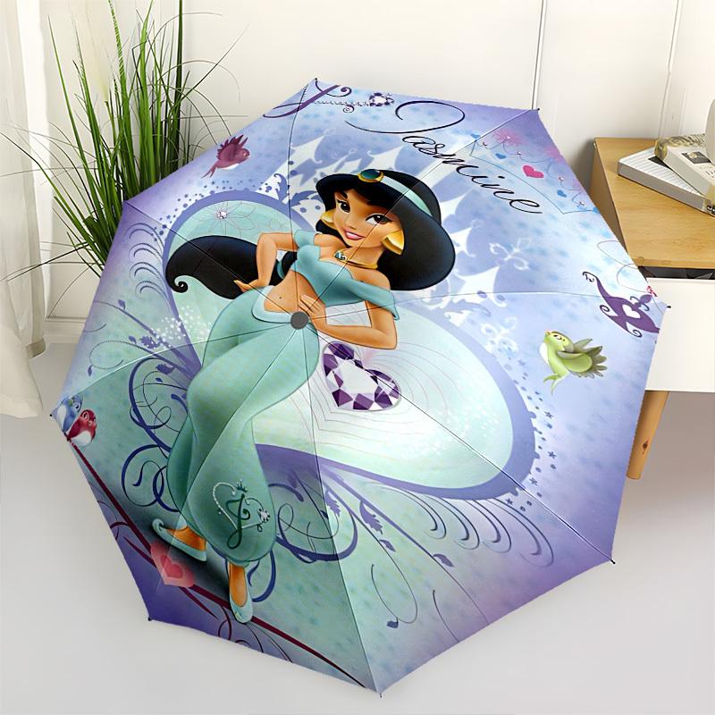 

Jasmine, Princess Themed Automatic Opening and Closing Umbrella, Brightly Colored 8-rib Portable Umbrella, Suitable for Men and Women, A Perfect Gift