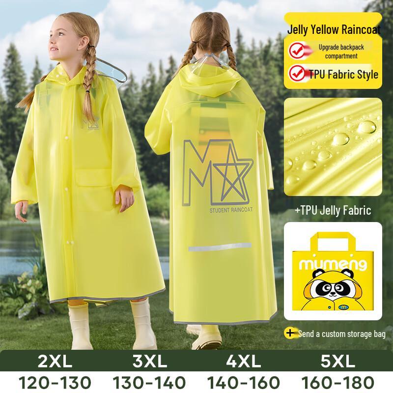 

Kids Waterproof TPU Raincoat with Backpack Slot 5XL