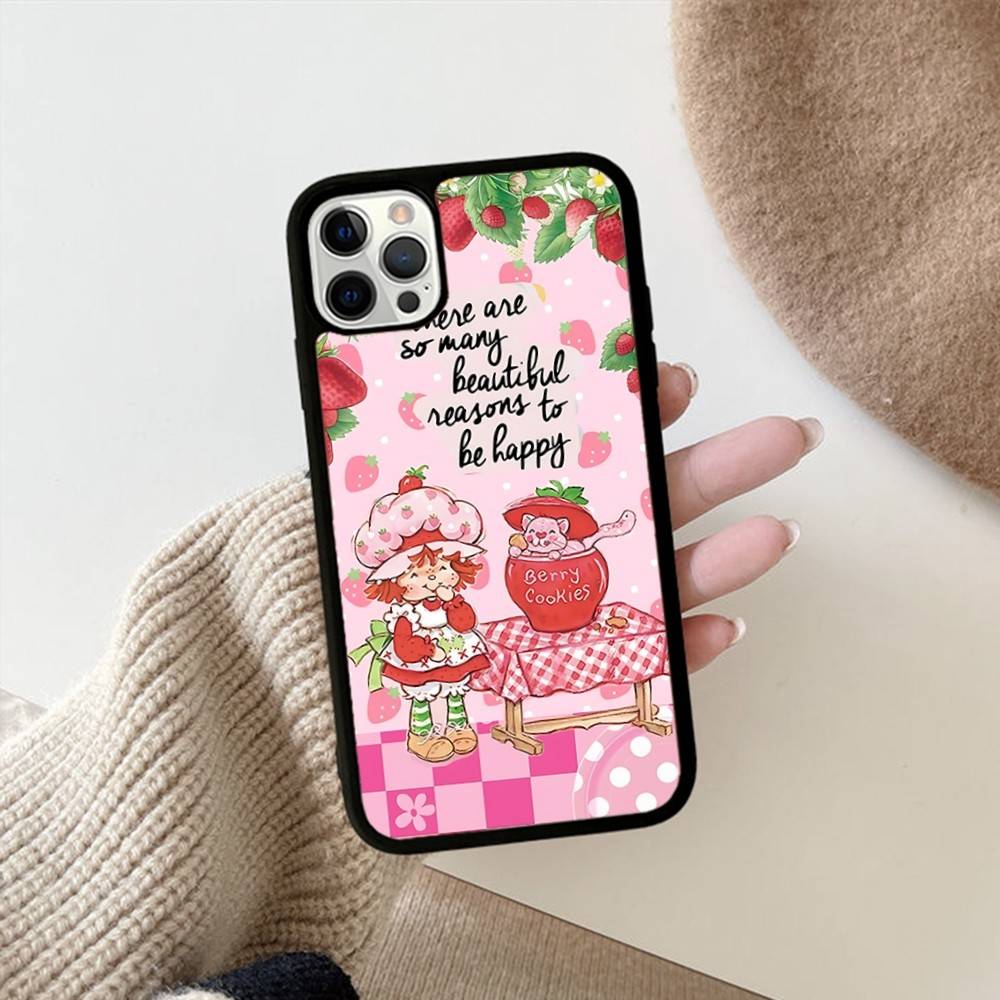 S-Strawberry Cartoon S-Shortcake Girl For IPhone 17 16 15 14 13 12 11 Pro Max Plus Mini PC+TPU Back Phone Cover