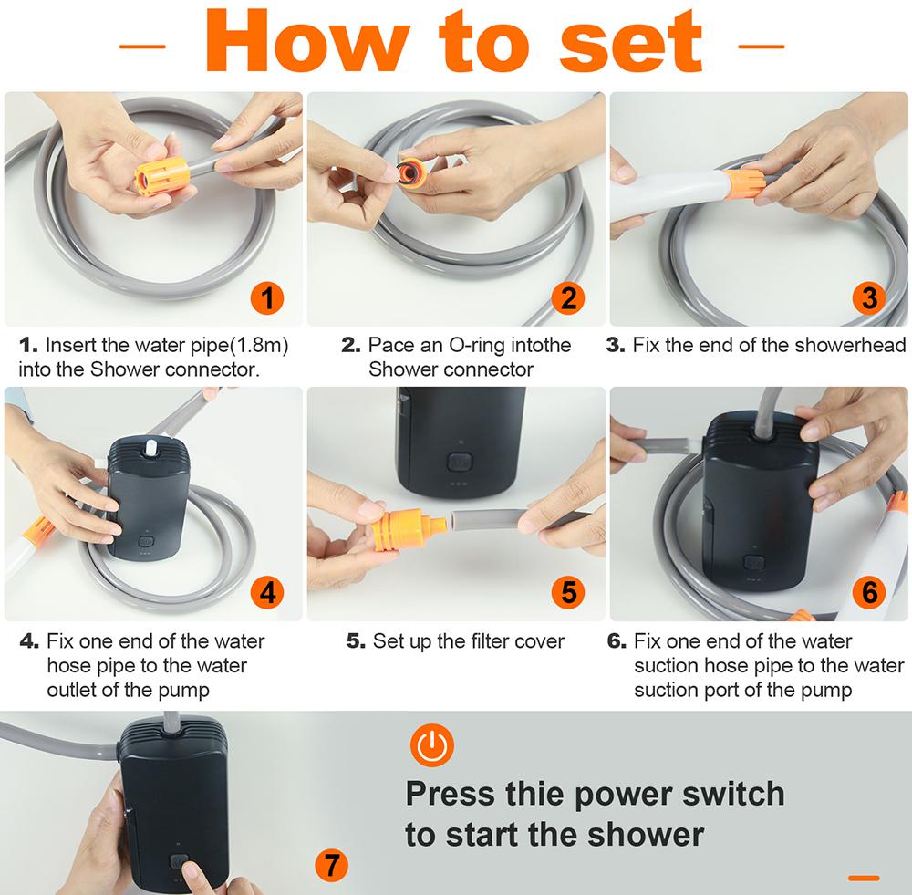 

Душ для кемпінгу, Портативний душ, Тиск води, для відпочинку на природі, Миття автомобіля, Купання домашніх тварин