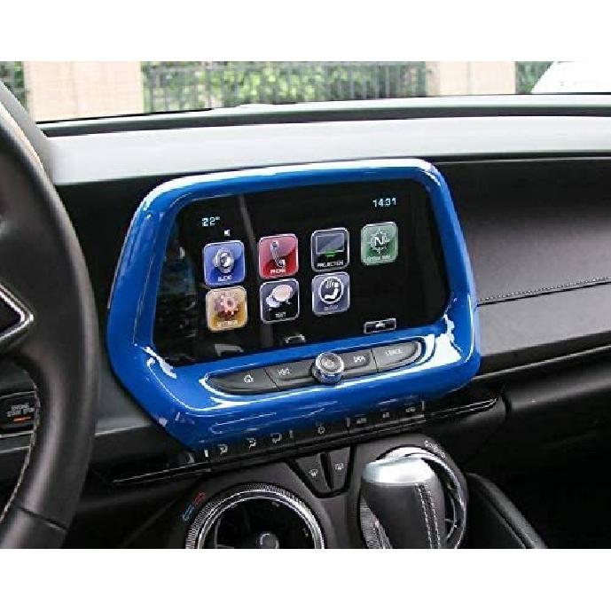 8 inches Dash GPS Navigation Panel Cover Trim for Chevrolet Camaro 2017-20 Blue