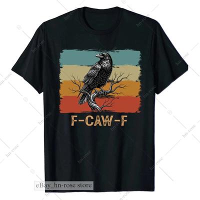 Funny Black Crow T Shirt F Caw Raven Bird Gothic Humor Adult Sarcastic Vintage Comfortable Breathable Graphic