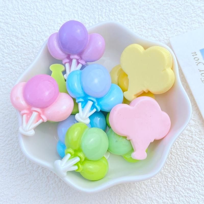10Pcs New Cute Resin Cartoon Balloon Series Flat Back Parts Embellishments For Hair Bows Accessories