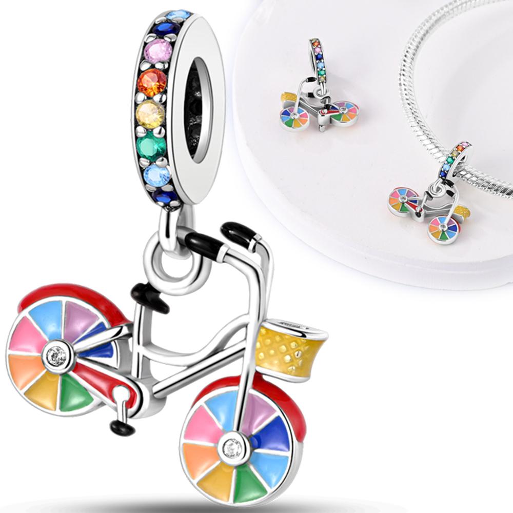 Cycling Sweater Iron Tower Heart Charms Beads Original Copper Fit Bracelet Women Jewelry Making Diy Accessories Gift