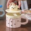 400ML European Ceramic Cake Coffee Mug with Lid and Spoon Cute Dog Design Delicate Afternoon Tea Latte Cup Home Breakfast Mug