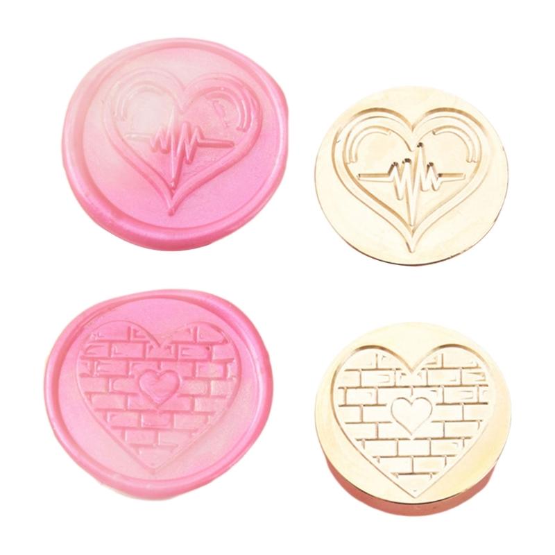 2Pcs Love Heart Seal Stamp, Wedding Themed Seal Stamp Head for Seal Invitations, Valentines Card, Package Embellishment
