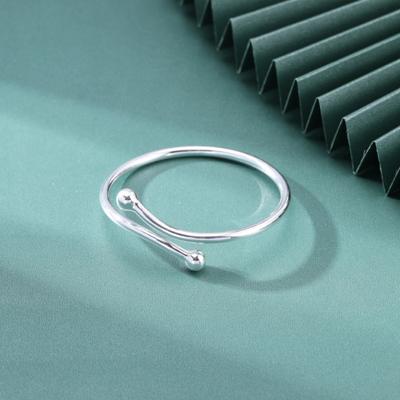 S990 Silver Bracelet Smooth Open Bracelet Women's Simple and Personalized Foot Silver Handicraft Gift for Mom