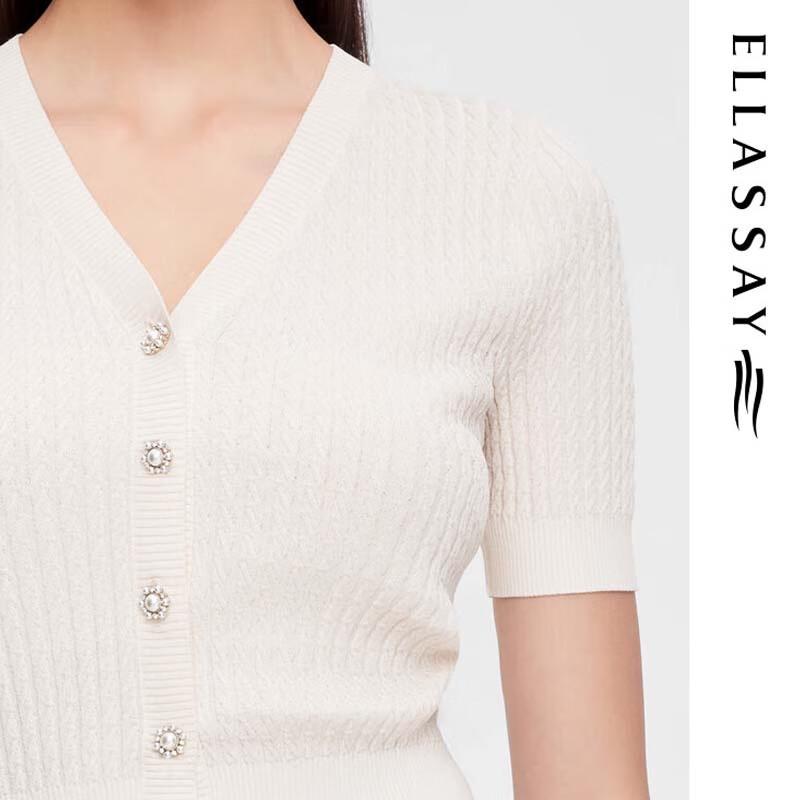 ELLASSAY Women's Classic V-Neck Short-Sleeve Knit Top