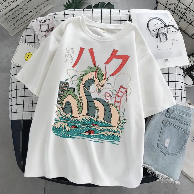 Hayao Miyazaki Anime Série Totoro Potištěné Pánské a Dámské Ležérní Volné Kulatý Výstřih Krátký Rukáv Harajuku Anime Tričko