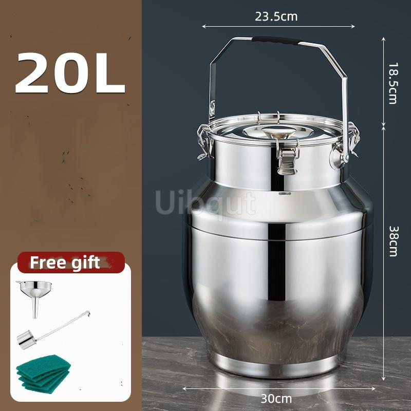 Stainless Steel Sealed Tank Large Capacity Rice Oil Wine Barrel Tea Can Milk Bucket Edible Oil Barrel Wine Jar Sealed Tank