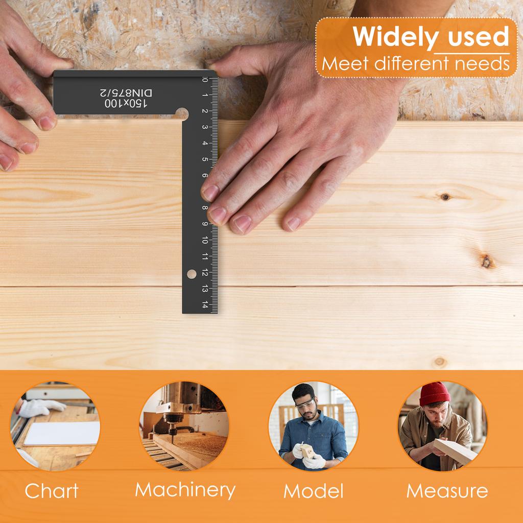2Pcs Engineer Square Ruler Portable Machinist Square Aluminum Alloy 90 Degree Right Angle Ruler Precise Carpenter Measuring Tool