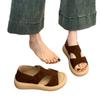 Soft sheepskin~ platform sandals women's summer wear 2025 new models are beautiful and not tired of Roman shoes two wear cool slippers