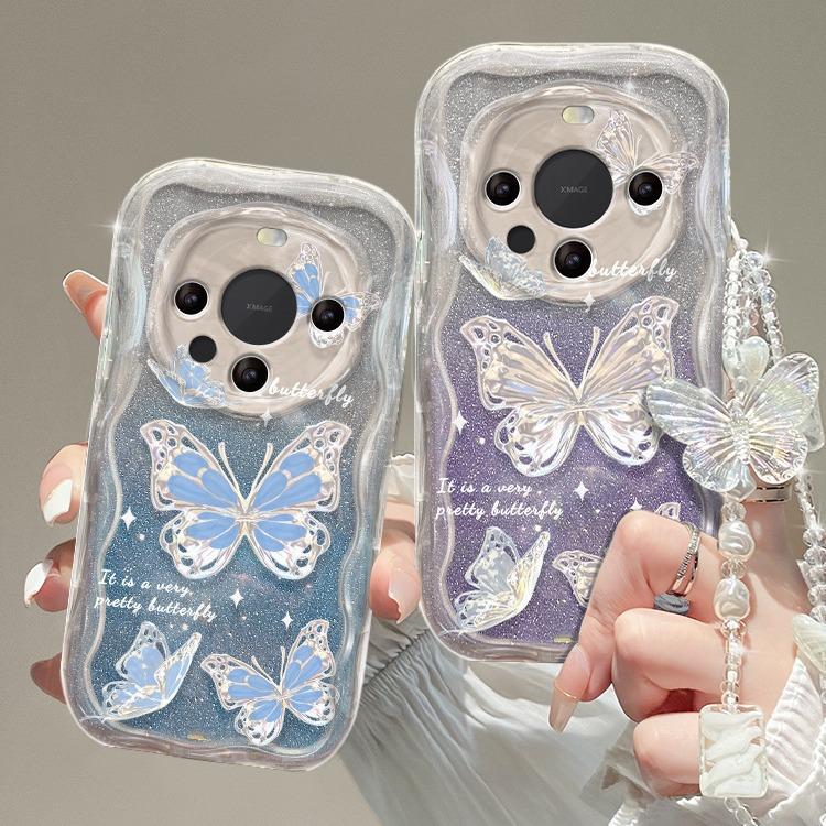 Suitable for Huawei Mate60pro+ Mobile Phone Case Nova12 Gradient Butterfly Chain Honor 100/90 Transparent Silicone