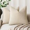 Pack of 2 Soft Textured Throw Pillow Covers Square Accent Solid Cushion Cover Cozy Farmhouse Pillow Case with Zippe for Couch