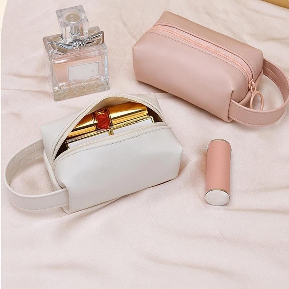 Data Cable Storage PU Makeup Bag Portable Lipstick Makeup Organizer Small Mini  Cosmetic Bag  Women