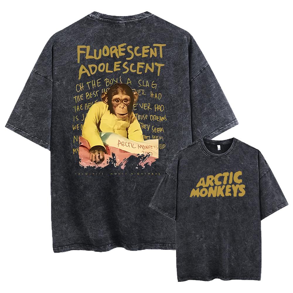 Retro Rock Arctic Monkeys Musikkalbum Grafisk T-Shrit Vintage Vasket Oversized Kortermet T-skjorte for menn Y2k Hip Hop Streetwear