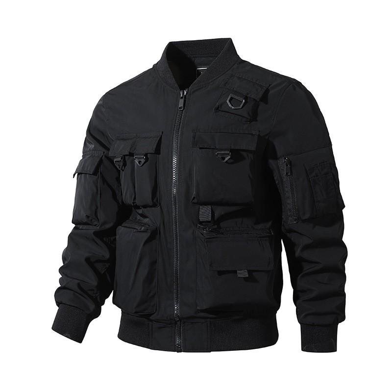 Mens Vintage Pilot Jacket With Multiple Pockets Waterproof Windproof Utility Outerwear Casual Wear
