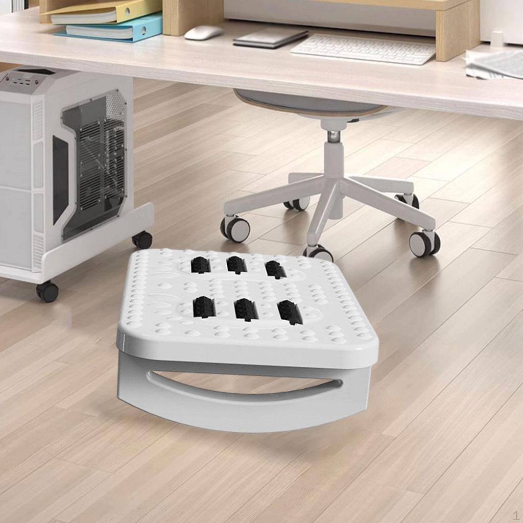 180° Rotating Under Desk Foot Rest Multifunctional 35 X 25 11.5cm Portable Footrest with Rollers.