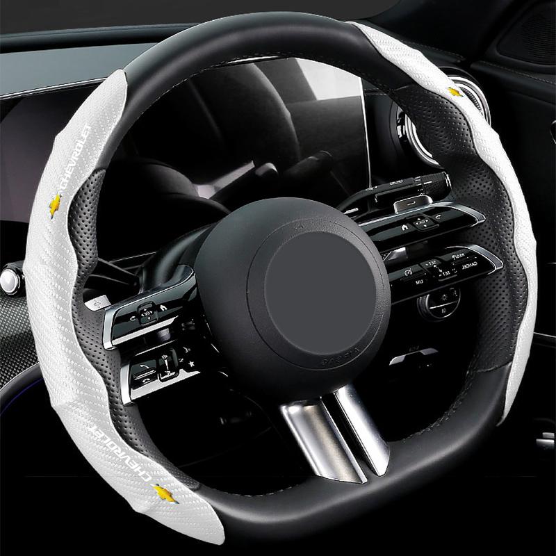 Non-Slip Carbon Fiber Car Steering Wheel Cover For Chevrolet Colorado Cruze Captiva Malibu Trax Aveo Camaro Sonic Tahoe Impala Equinox Suburban