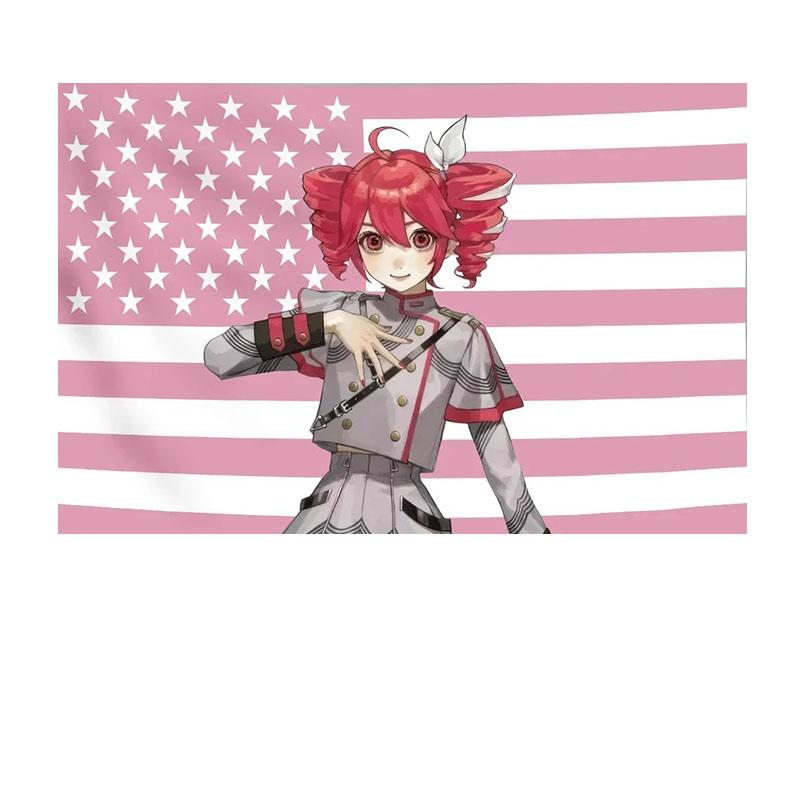 Kasane Teto Pink American Flag Wall Hanging Cloth Dormitory Room Decoration Wallpaper Banner Tapestry Aesthetic Decoration