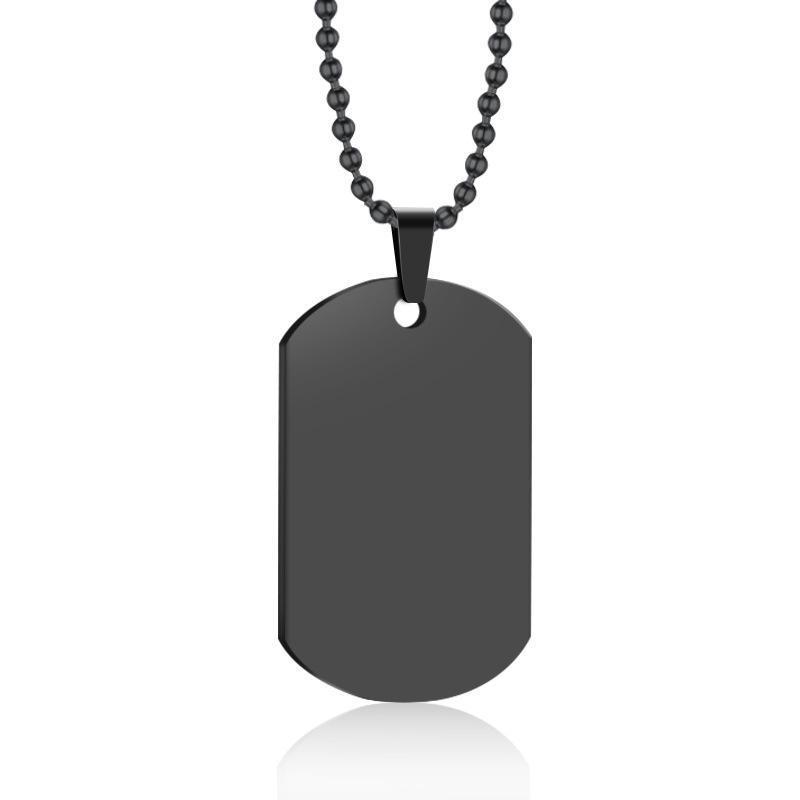 Men's Stainless Steel Dog Tag Necklace - Personalized Polished Couple Pendant 