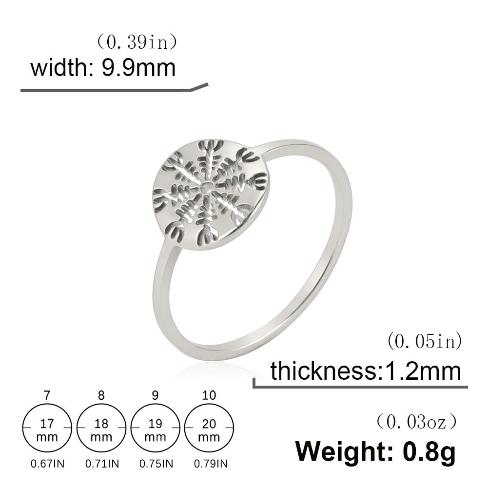 Compass Helm of Awe Ring Stainless Steel Gold Women Rings Aegishjalmur Nordic Amulet Jewelry Gift for Lover