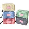 Travel Lightweight Portable Toiletry Bag With Heart Candy Checkered Pattern Cosmetic Storage Organizers For Women