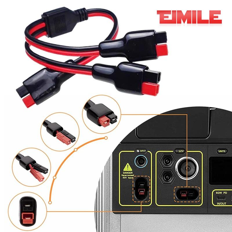30A/45A Plug Connector 14AWG Solar Panel Outdoor Power Battery Plug Line for Portable RV Electric Vehicles 1 To 2 Power Cable