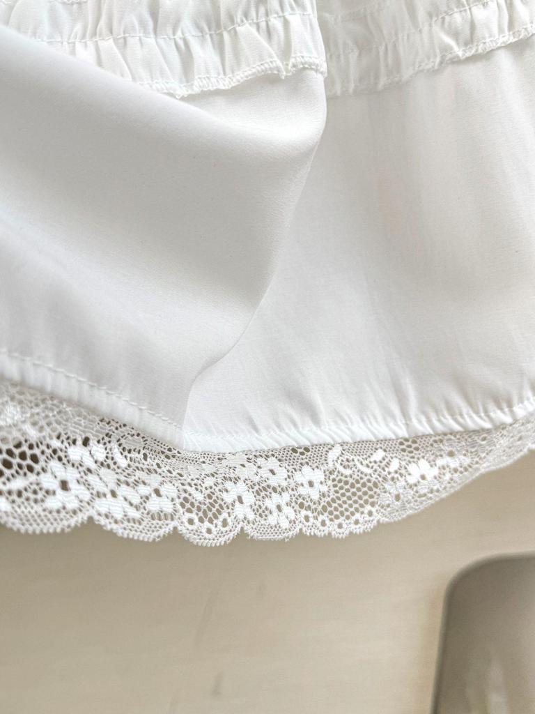 2026 Spring/Summer A-Line Wood Ear Lace Trimmed Mid-Length Skirt with Flowy Layered Hem