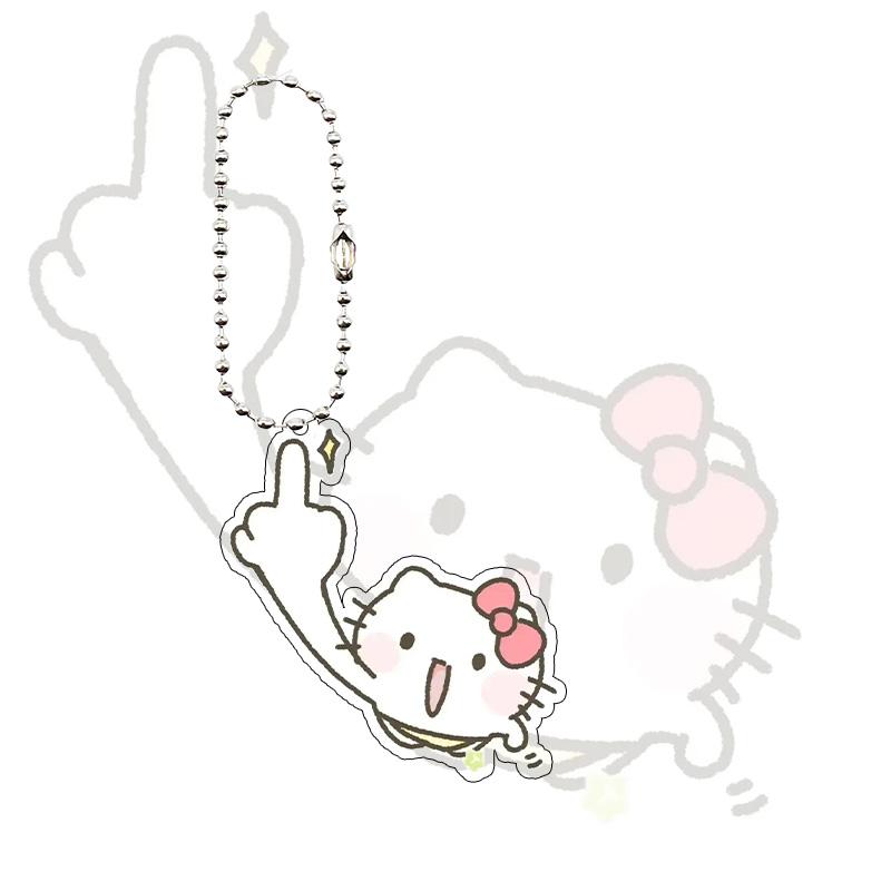 

Creative Kawaii Hello Kitty Anime Acrylic Keychain Funny Cartoon Couples Bag Pendant Mobile Phone Charm Accessories Gifts Toys about 5cm