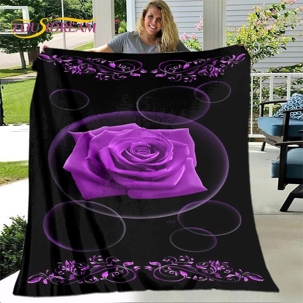 Newest 3D Rose Flower Sunflower Blanket,Flannel Blanket Throw Blanket,Sherpa Warm Blanket for Living Room Bedroom Beds Sofa Gift
