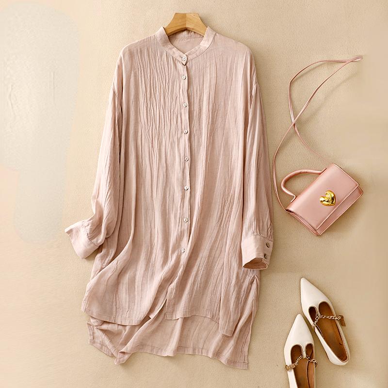 

DIMANAF 2024, весенняя блузка больших размеров, свободная женская винтажная элегантная длинная рубашка с длинным рукавом, повседневная однотонная рубашка, новая One Size белый