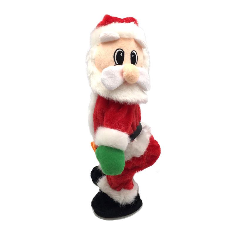 Babbo Natale di Natale con la figura di un fianco contorto che canta giocattoli elettrici per bambini